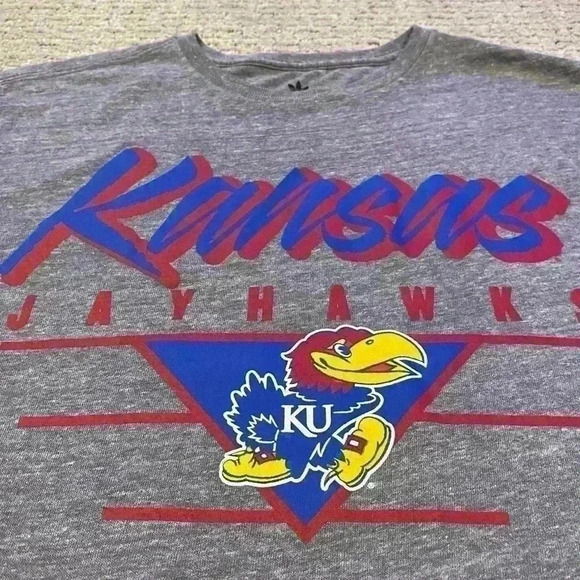 Kansas Jayhawks Adidas T-shirt color Grey Adult Small - Picture 3 of 5